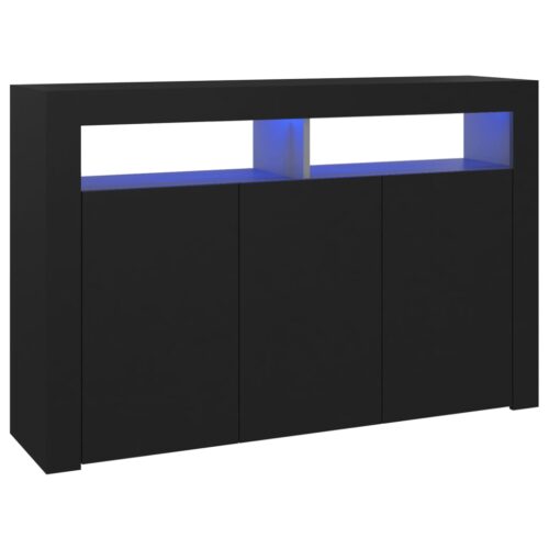 Sideboard with LED Lights Black 115.5x30x75cm - Image 2