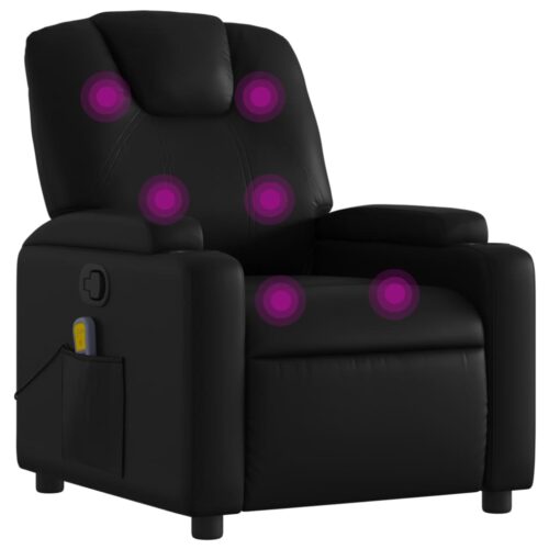 Massage Recliner Chair Black Faux Leather - Image 2
