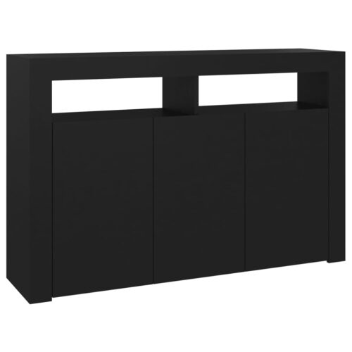 Sideboard with LED Lights Black 115.5x30x75cm - Image 8