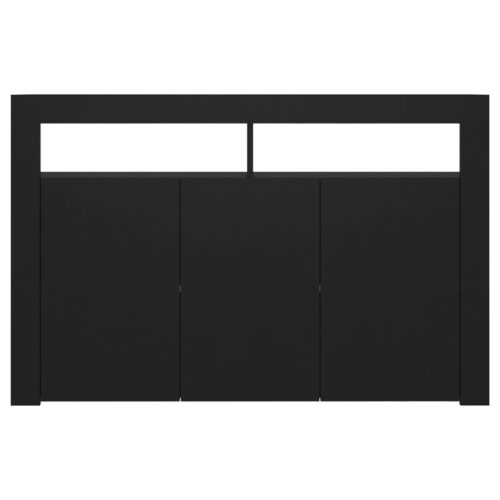 Sideboard with LED Lights Black 115.5x30x75cm - Image 9