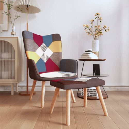 Relaxing Chair with a Stool Patchwork Fabric - Image 12