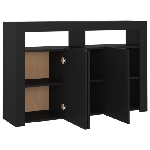 Sideboard with LED Lights Black 115.5x30x75cm - Image 11