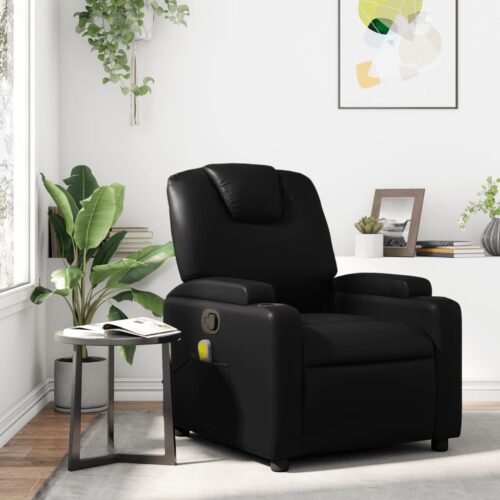 Massage Recliner Chair Black Faux Leather - Image 12