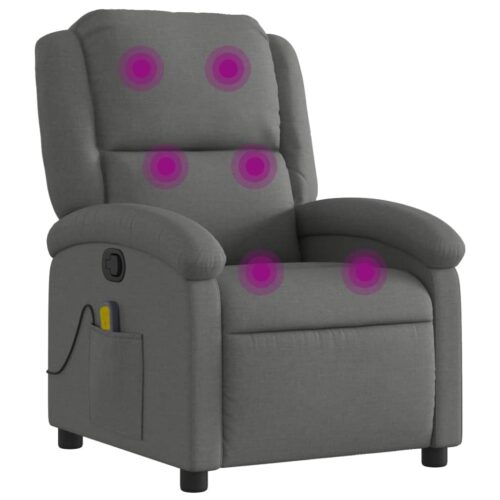 Massage Recliner Chair Dark Grey Fabric - Image 2