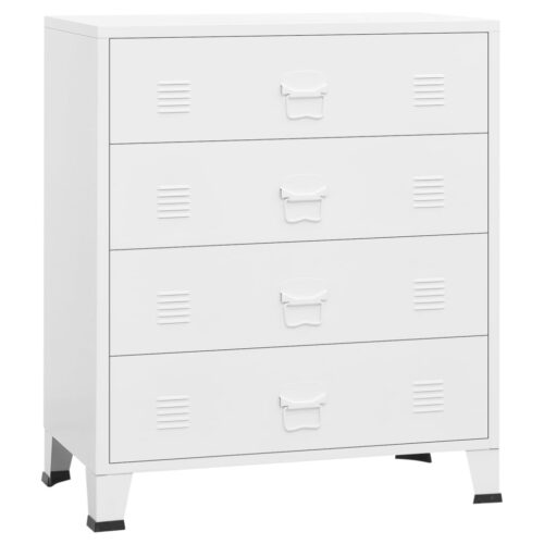 Industrial Drawer Cabinet White 78x40x93cm Metal - Image 2