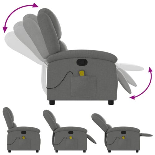 Massage Recliner Chair Dark Grey Fabric - Image 7