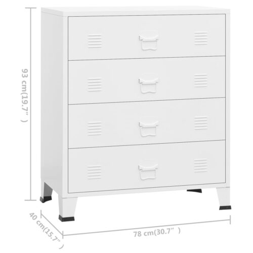 Industrial Drawer Cabinet White 78x40x93cm Metal - Image 10