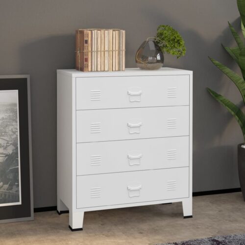Industrial Drawer Cabinet White 78x40x93cm Metal - Image 12