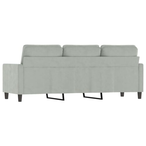 3-Seater Sofa Light Grey 180cm Velvet - Image 5