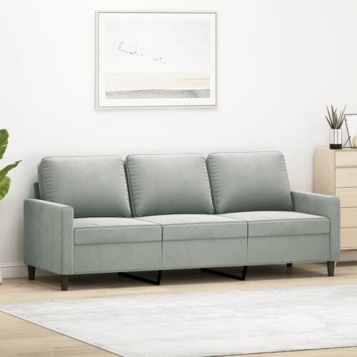 3-Seater Sofa Light Grey 180cm Velvet - Image 9