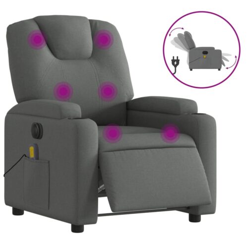 Electric Massage Recliner Chair Dark Grey Fabric - Image 2