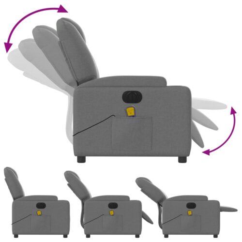 Electric Massage Recliner Chair Dark Grey Fabric - Image 6