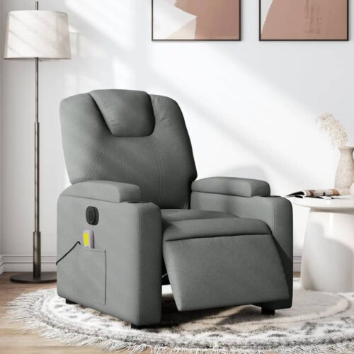 Electric Massage Recliner Chair Dark Grey Fabric - Image 12