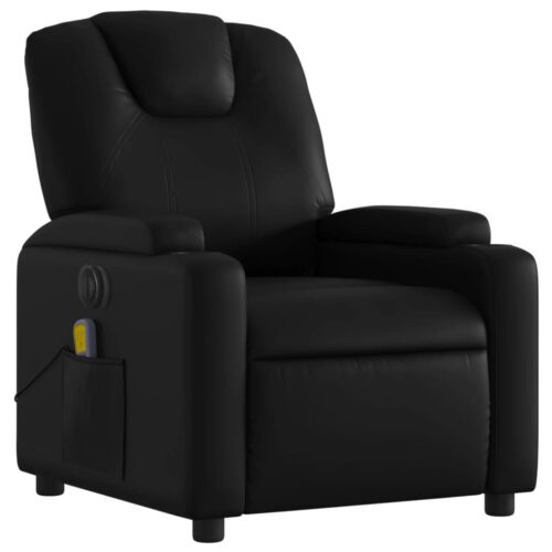 Electric Massage Recliner Chair Black Faux Leather - Image 3