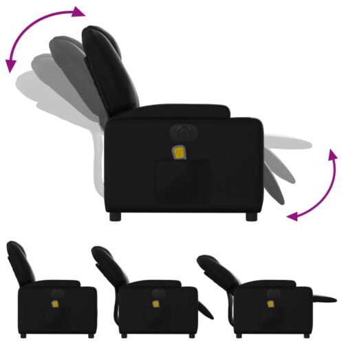 Electric Massage Recliner Chair Black Faux Leather - Image 6