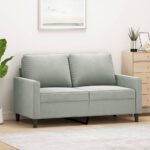 2-Seater Sofa Lounge Couch Living Room Futon Chair Velvet Fabric Grey 120cm