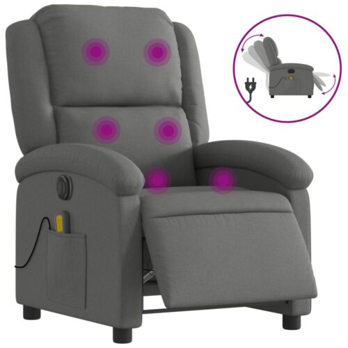 Electric Massage Recliner Chair Dark Grey Fabric - Image 2
