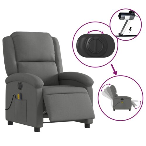 Electric Massage Recliner Chair Dark Grey Fabric - Image 5