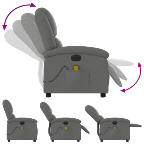 Electric Massage Recliner Chair Dark Grey Fabric - Image 6