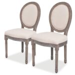 Dining Chairs 2pcs Cream Fabric