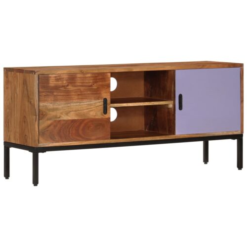 TV Cabinet Honey Brown Grey 110x30x50cm Solid Wood Acacia