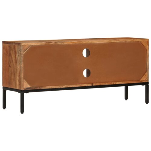 TV Cabinet Honey Brown Grey 110x30x50cm Solid Wood Acacia - Image 5