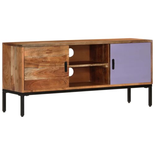 TV Cabinet Honey Brown Grey 110x30x50cm Solid Wood Acacia - Image 10
