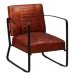 Genuine Goat Leather Lounge Chair Vintage Retro Accent Armchair Arm Seat Brown
