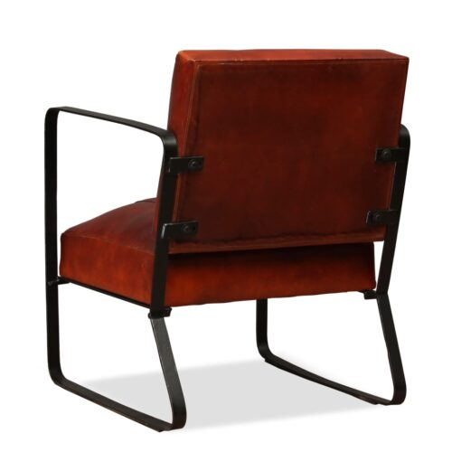 Genuine Goat Leather Lounge Chair Vintage Retro Accent Armchair Arm Seat Brown - Image 3