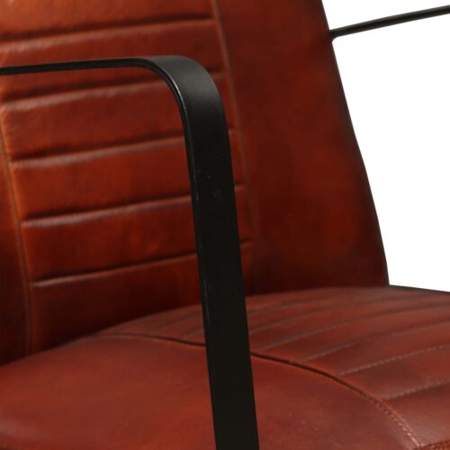 Genuine Goat Leather Lounge Chair Vintage Retro Accent Armchair Arm Seat Brown - Image 5