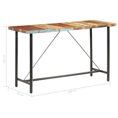 Bar Table 180x70x107cm Solid Reclaimed Wood - Image 7