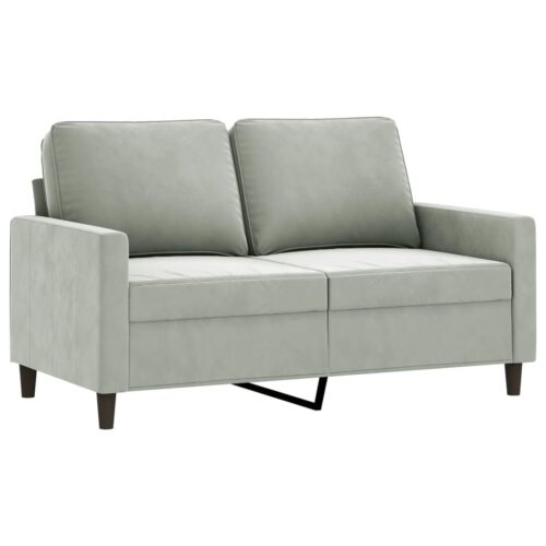 3pcs Sofa Set 5-Seater Lounge Couch Futon Foot Stool Ottoman Velvet Fabric Grey - Image 3