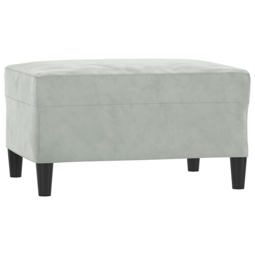 3pcs Sofa Set 5-Seater Lounge Couch Futon Foot Stool Ottoman Velvet Fabric Grey - Image 7