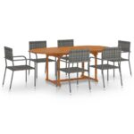 7-Piece Garden Dining Set Poly Rattan Wicker Outdoor Patio Furniture Anthracite