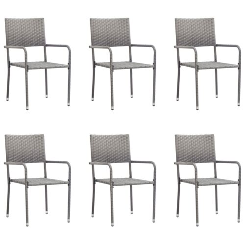 7-Piece Garden Dining Set Poly Rattan Wicker Outdoor Patio Furniture Anthracite - Image 3