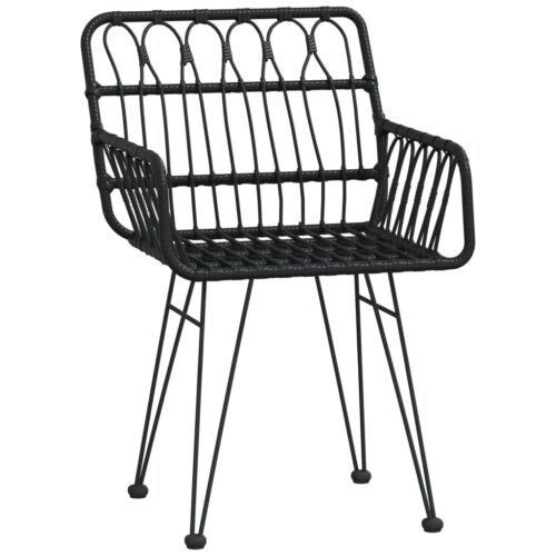 5-Piece Garden Dining Set Black Poly Rattan Wicker Outdoor Patio Furniture - Image 5