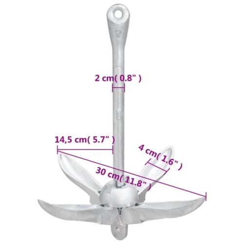 Folding Anchor Silver 2.5 kgmalleable Iron - Image 9