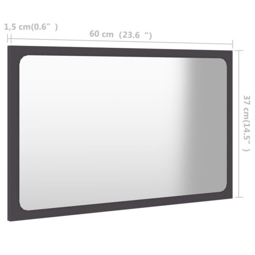 Bathroommirror Grey 60x1.5x37cm Engineered Wood - Image 5