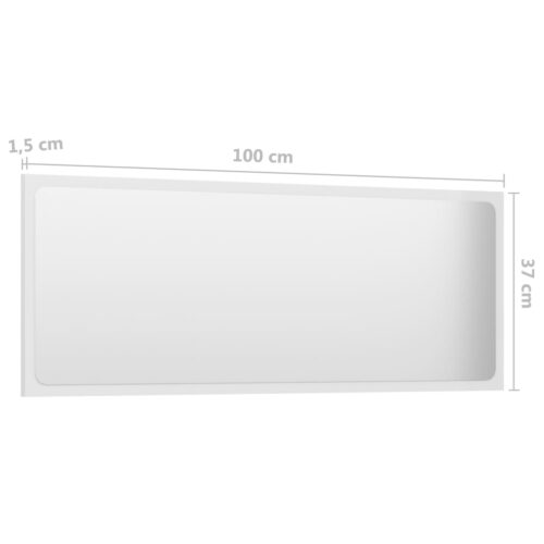 Bathroom Mirror High Gloss White 100x1.5x37cm Engineered Wood - Image 5