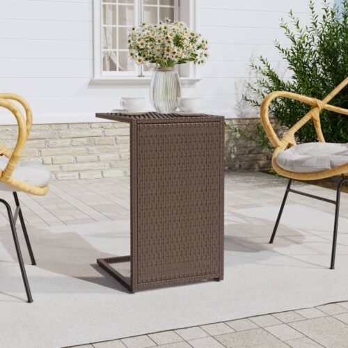 C Table Brown 40x35x60cm Poly Rattan - Image 8