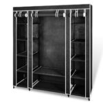 Wardrobe with Compartments Rods 45x150x176cm Black Fabric