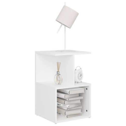 Bedside Cabinet White 35x35x55cm Engineered Wood - Image 3