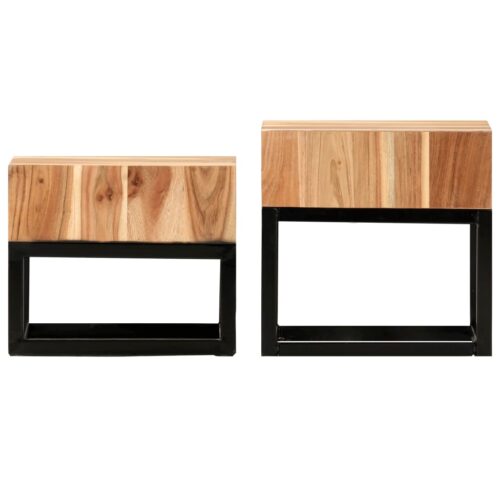 Side Tables 2pcs Solid Acacia Wood - Image 2