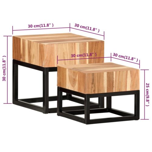 Side Tables 2pcs Solid Acacia Wood - Image 7