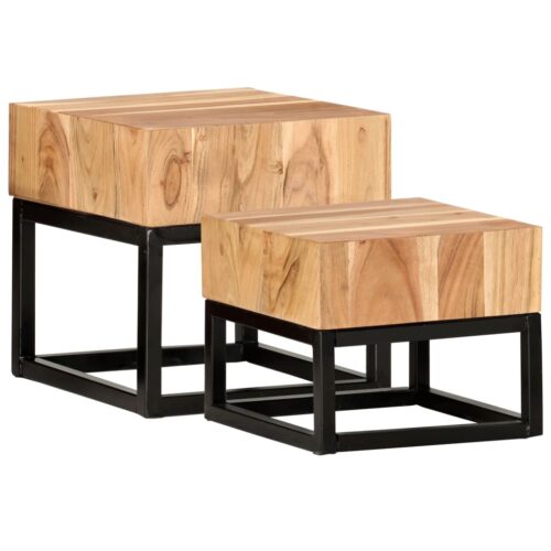 Side Tables 2pcs Solid Acacia Wood - Image 8
