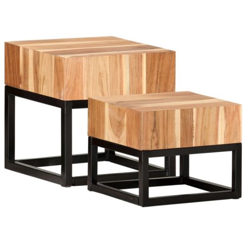 Side Tables 2pcs Solid Acacia Wood - Image 9