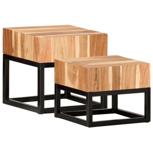 Side Tables 2pcs Solid Acacia Wood - Image 11