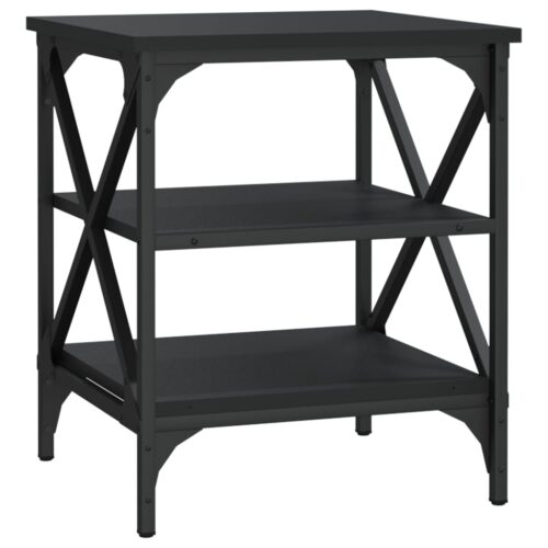 2pcs Wooden Tables Set Sofa Lounge Coffee Side Bedside Storage Nightstand Black 40x42x50cm - Image 5