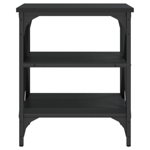 2pcs Wooden Tables Set Sofa Lounge Coffee Side Bedside Storage Nightstand Black 40x42x50cm - Image 6