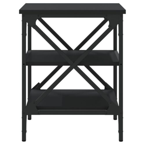 2pcs Wooden Tables Set Sofa Lounge Coffee Side Bedside Storage Nightstand Black 40x42x50cm - Image 7